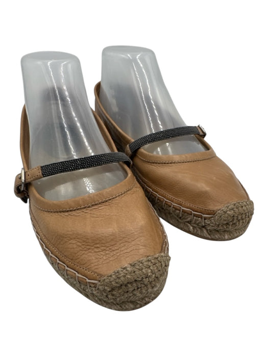 Brunello Cucinelli Shoe Size 37 Camel Brown Leather Rope sole Espadrille Camel Brown / 37