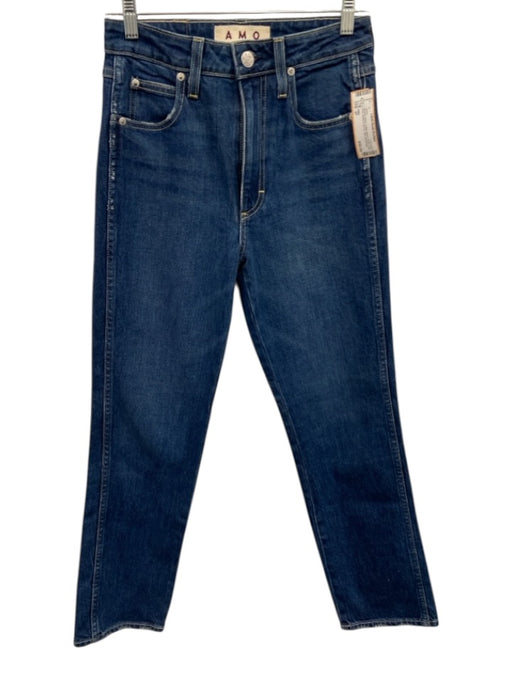 AMO Size 27 Medium Wash Cotton Blend Denim High Rise Button & Zip Fly Slim Jeans Medium Wash / 27