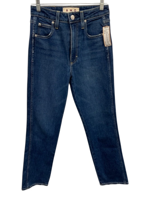 AMO Size 27 Medium Wash Cotton Blend Denim High Rise Button & Zip Fly Slim Jeans Medium Wash / 27