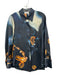 Chloe Size Est S Blue, Orange & Black Silk Twill Printed Long Sleeve Top Blue, Orange & Black / Est S