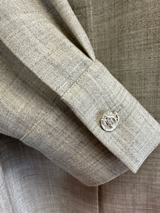 Lafayette 148 Size XXS Beige Wool, Silk, Linen Swarovski crystal Button Up Top Beige / XXS