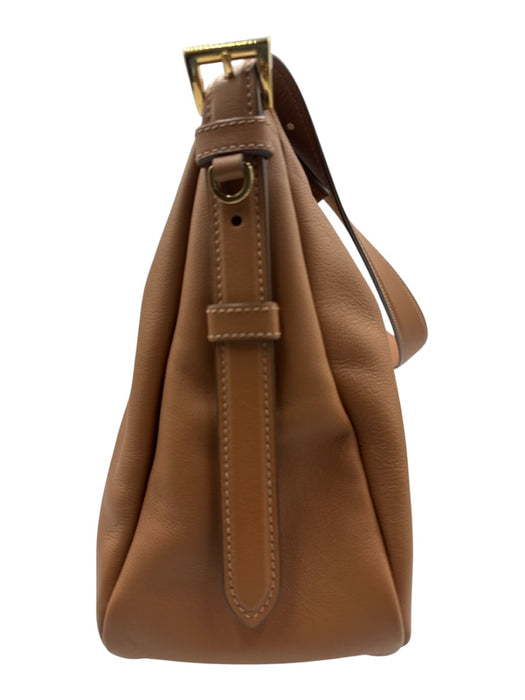 Prada Caramel Brown Leather Zip Top Logo Adjustable Strap Shoulder Bag Caramel Brown / Large