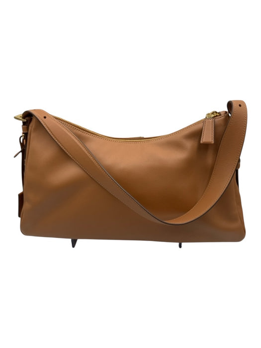 Prada Caramel Brown Leather Zip Top Logo Adjustable Strap Shoulder Bag Caramel Brown / Large