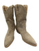 Partlow Shoe Size 38 Cream Beige Leather Upper Suede Perforated Cowboy Boots Cream Beige / 38