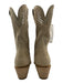 Partlow Shoe Size 38 Cream Beige Leather Upper Suede Perforated Cowboy Boots Cream Beige / 38