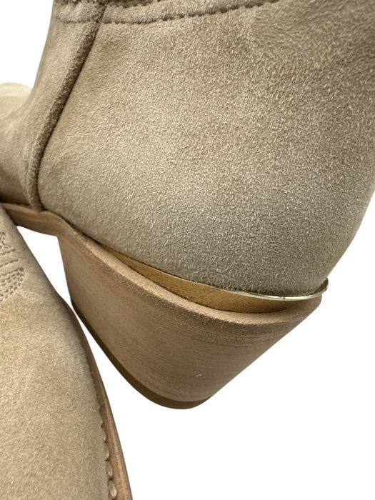Partlow Shoe Size 38 Cream Beige Leather Upper Suede Perforated Cowboy Boots Cream Beige / 38