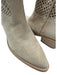 Partlow Shoe Size 38 Cream Beige Leather Upper Suede Perforated Cowboy Boots Cream Beige / 38