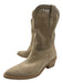 Partlow Shoe Size 38 Cream Beige Leather Upper Suede Perforated Cowboy Boots Cream Beige / 38