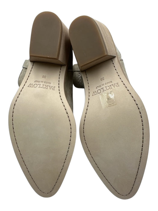Partlow Shoe Size 38 Cream Beige Leather Upper Suede Perforated Cowboy Boots Cream Beige / 38