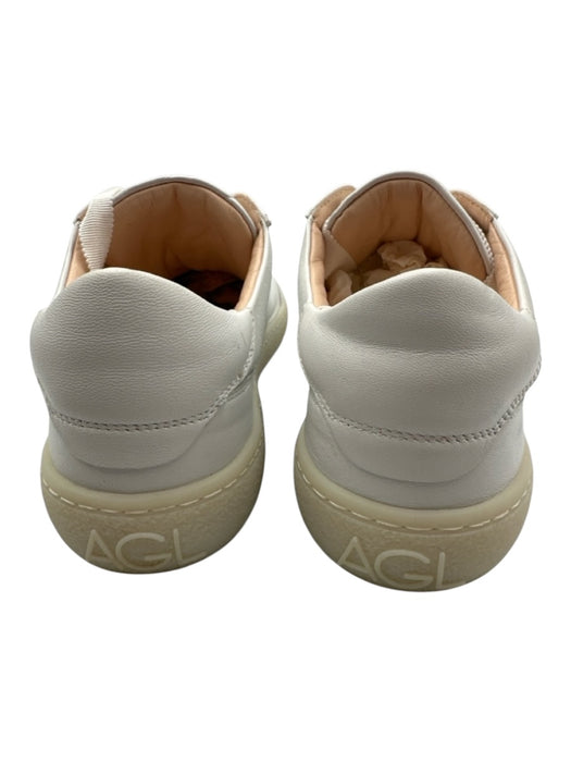 AGL Shoe Size 38 White Leather Upper Perforated Grosgrain Laces Low Top Sneakers White / 38