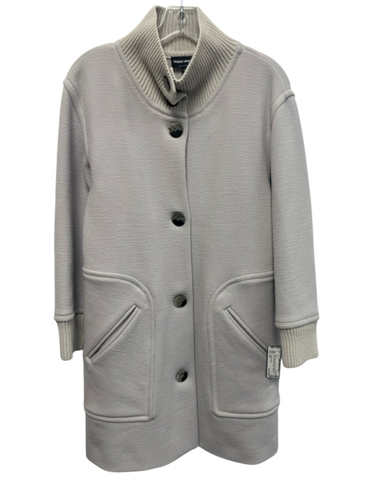 Giorgio Armani Size 40 Gray Purple Wool Blend Button Front Ribbed Detail Coat Gray Purple / 40