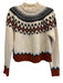 Alanui Size XS Cream Beige & Multi Wool Knit Ribbed Hem Fair Isle Sweater Cream Beige & Multi / XS