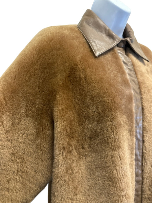 Remain Birger Christensen Size 2 Brown Lambskin Leather Snap Button Front Coat Brown / 2