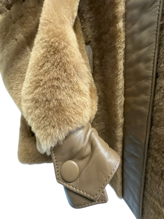 Remain Birger Christensen Size 2 Brown Lambskin Leather Snap Button Front Coat Brown / 2