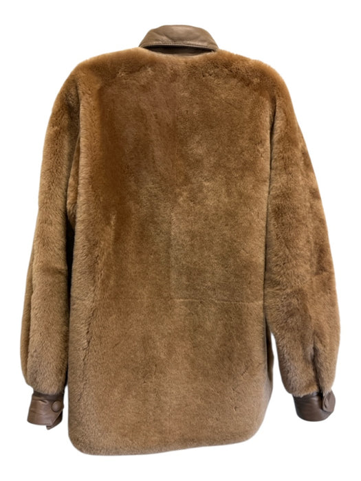 Remain Birger Christensen Size 2 Brown Lambskin Leather Snap Button Front Coat Brown / 2