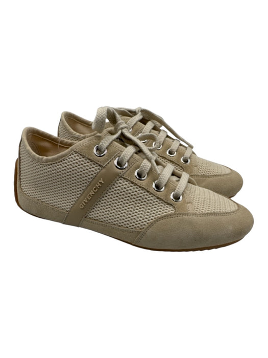 Givenchy Shoe Size 6.5 Beige Textile & Leather Upper Mesh Suede Detail Sneakers Beige / 6.5