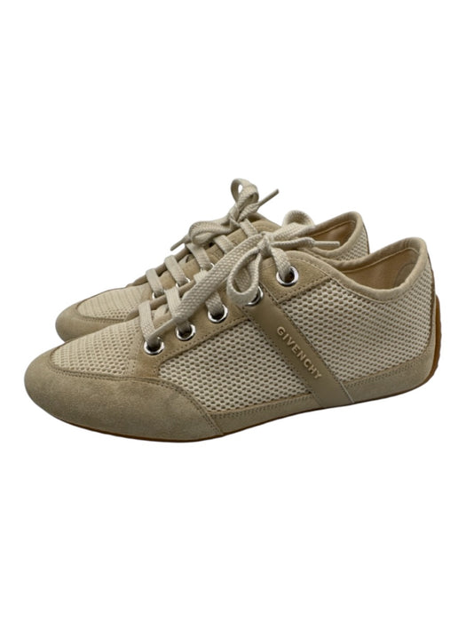 Givenchy Shoe Size 6.5 Beige Textile & Leather Upper Mesh Suede Detail Sneakers Beige / 6.5