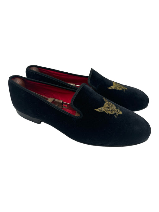 Bullock & Jones Shoe Size 45 black & gold Velour Cat Slipper Men's Shoes 45
