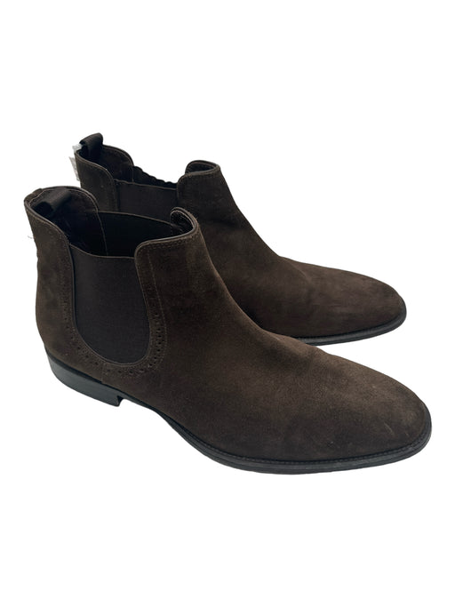 Johnston & Murphy Shoe Size 10.5 Dark Brown Suede Solid Chelsea Men's Shoes 10.5