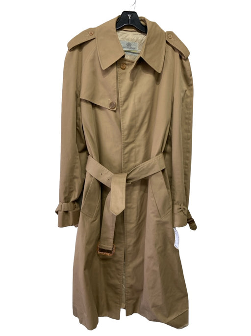 Aquascutum Size 44 Tan Cotton Solid Buckle Overcoat Men's Jacket 44