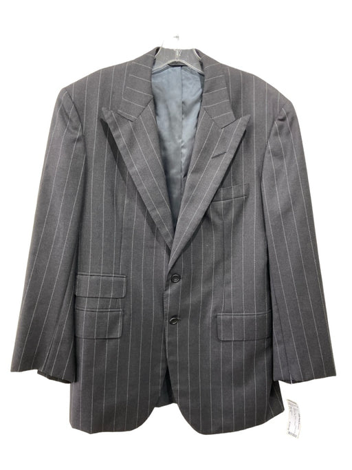 Edgar Pomeroy Black & Gray Striped 2 Button Men's Suit Est XL
