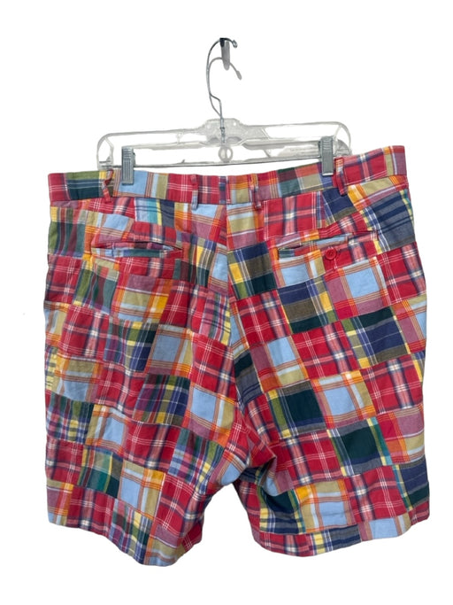 English Sports Shop Size 42 Red & Yellow Cotton Blend Plaid Madras Khakis Shorts 42