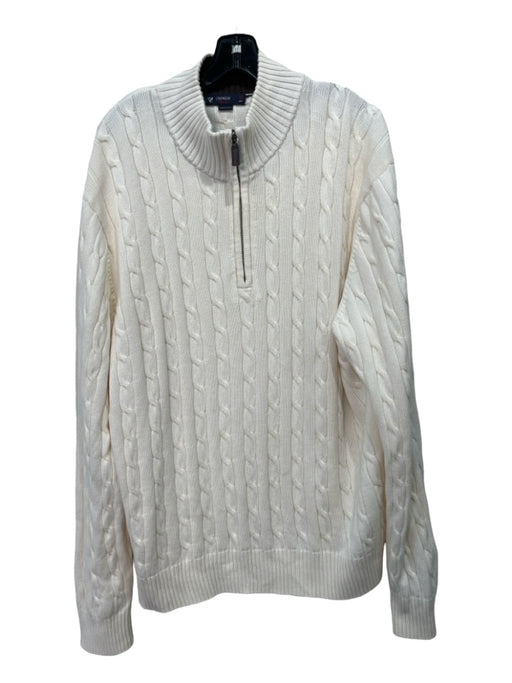 Cremieux Size XL Cream Cotton Quarter Zip Men's Sweater XL