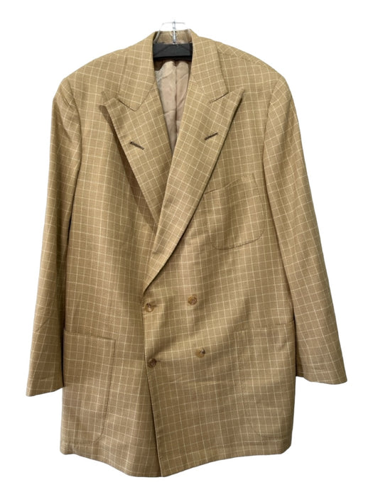 Edgar Pomeroy Beige & White Plaid Double Breasted Men's Blazer 46