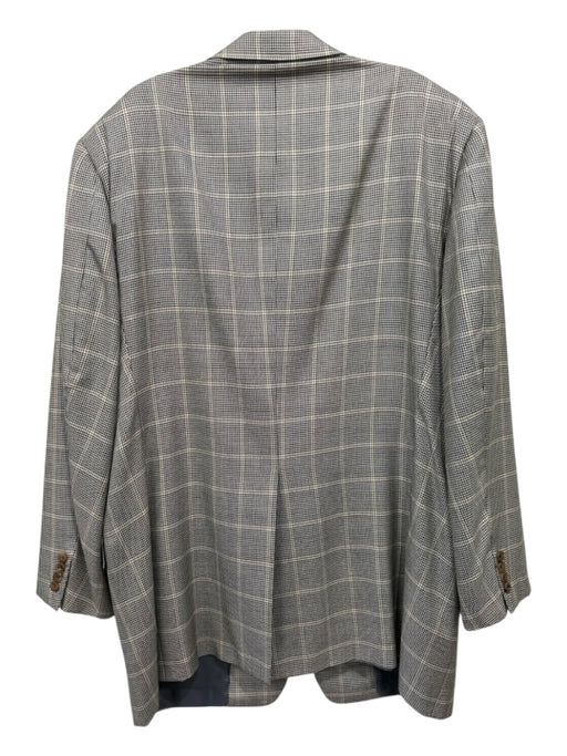 Hickey Freeman Black & Beige Wool Blend Prince of Whales 2 Button Men's Blazer 46L