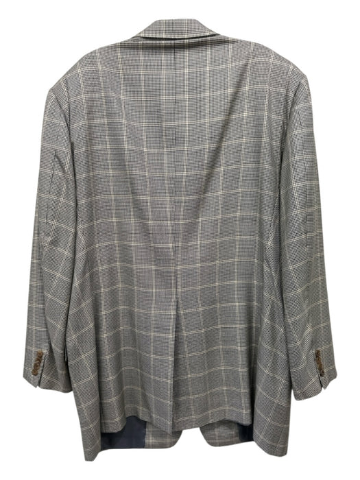 Hickey Freeman Black & Beige Wool Blend Prince of Whales 2 Button Men's Blazer 46L