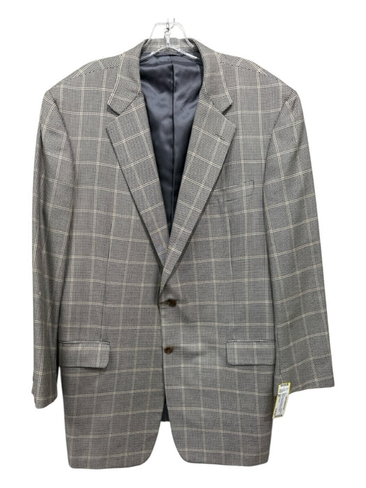 Hickey Freeman Black & Beige Wool Blend Prince of Whales 2 Button Men's Blazer 46L