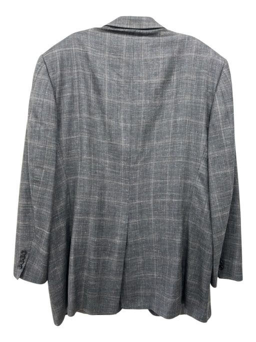 Hickey Freeman Blue Wool Blend Plaid 2 Button Men's Blazer 46L