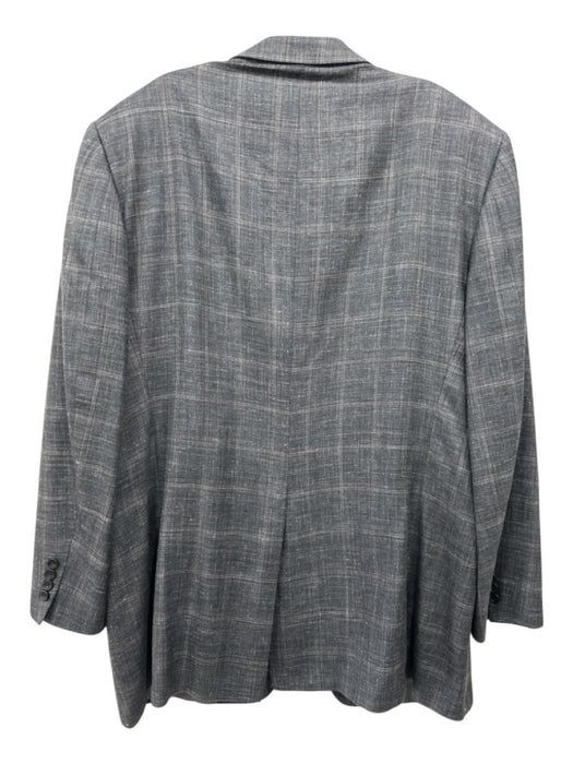 Hickey Freeman Blue Wool Blend Plaid 2 Button Men's Blazer 46L