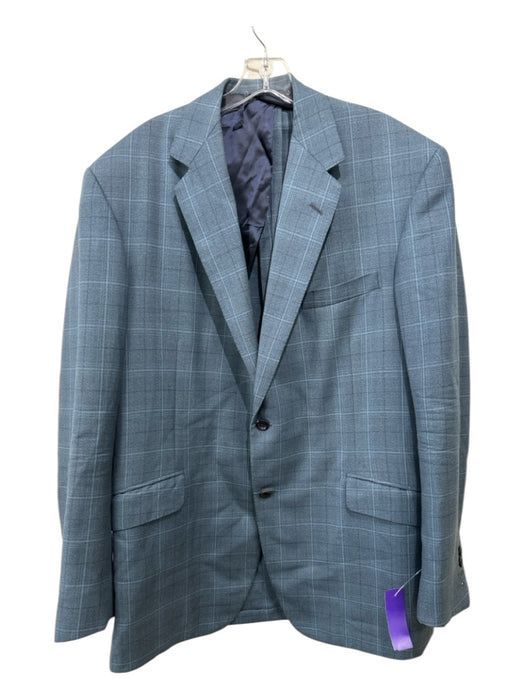 Oxxford Blue Wool Blend Plaid 2 Button Men's Blazer Est 46