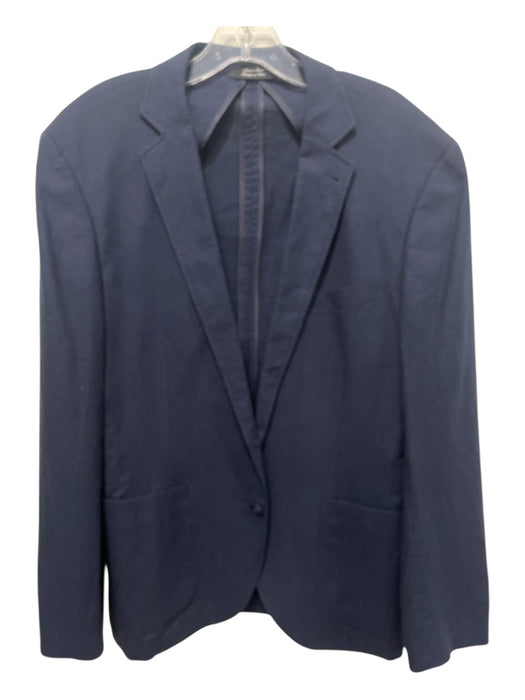 Saks Fifth Ave Blue & Black Cotton & Linen Houndstooth 2 Button Men's Blazer Blue & Black / 42R