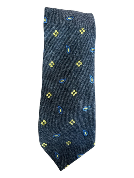 David Cenci Gray & Yellow Wool Blend Floral Men's Ties Gray & Yellow