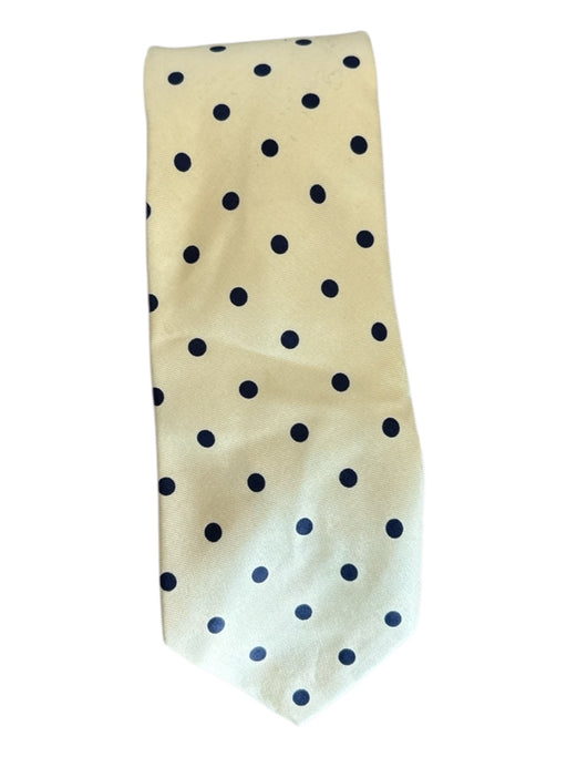 Brooks Brothers Off White & Blue Silk Dots Men's Ties Off White & Blue