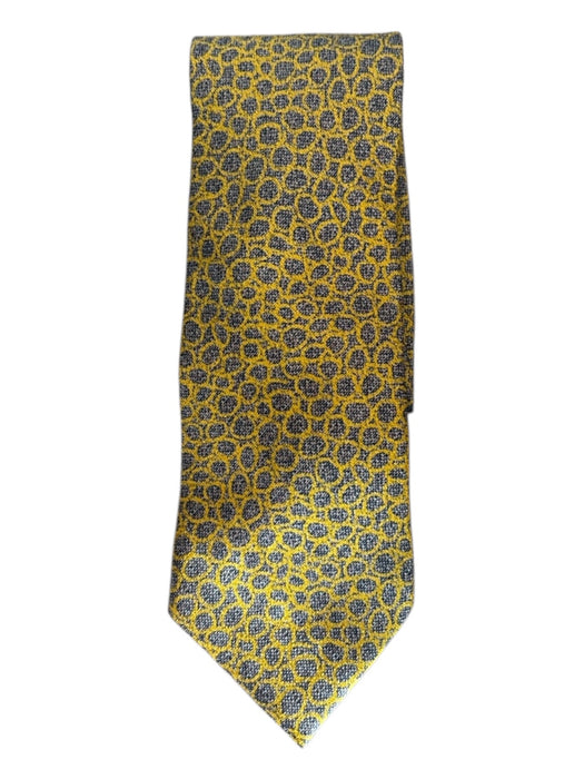 Brioni Yellow & Gray Print Silk Dots Men's Ties Yellow & Gray Print