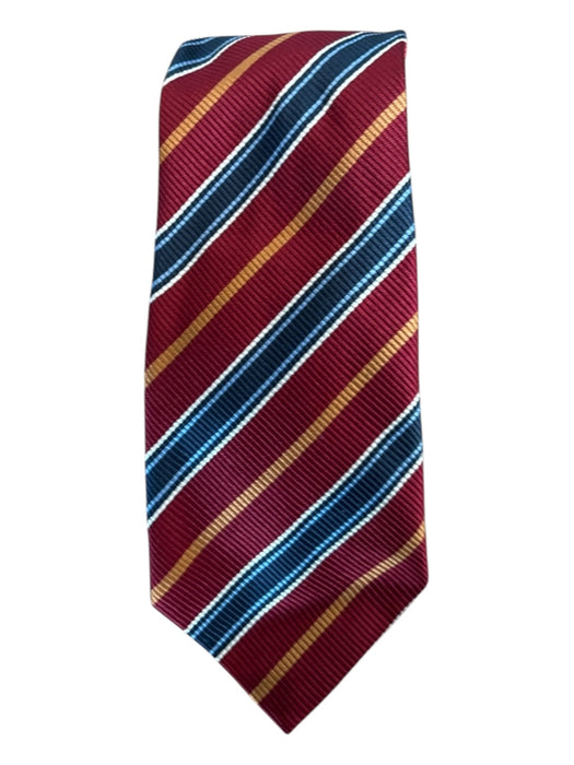 H Stockton Red & Blue Silk Striped Men's Ties Red & Blue