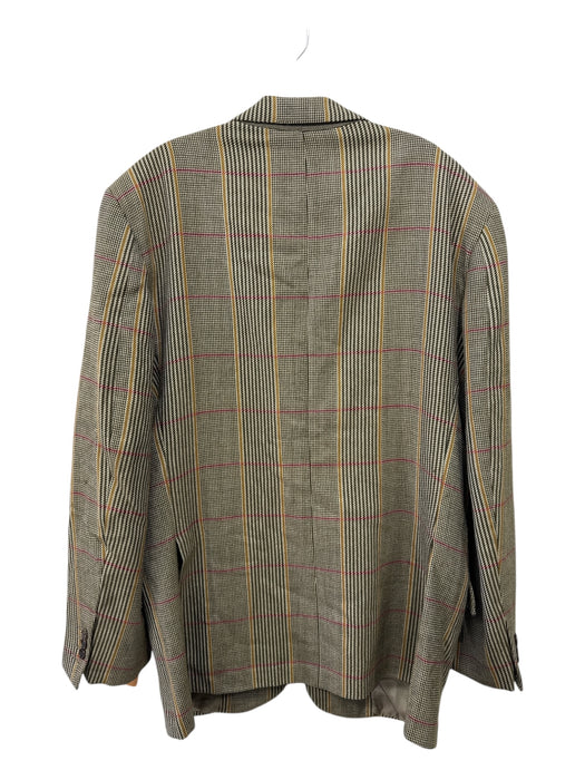 Edgar Pomeroy Tan & Purple Wool Blend Plaid notched 2 Button Men's Blazer Tan & Purple / Est 48