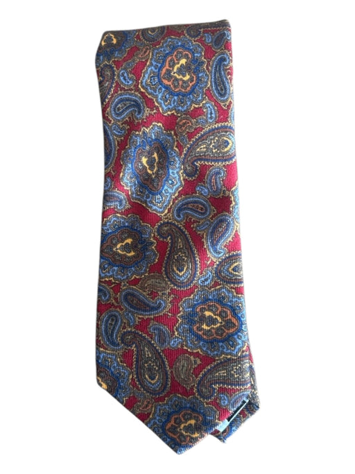 Marchesi Di Como Red & Blue Wool Blend Paisley Men's Ties Red & Blue