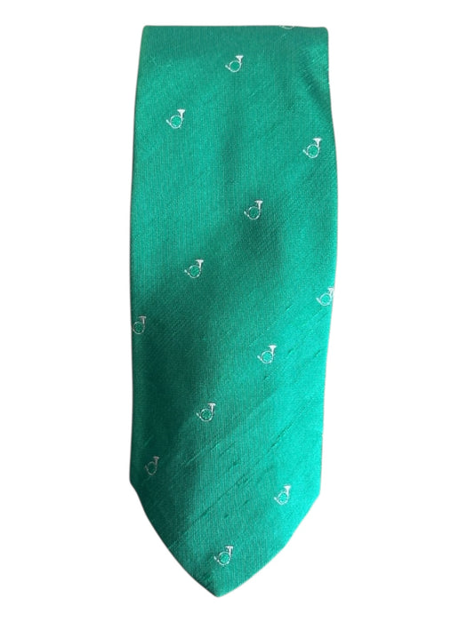 Brooks Brothers Green & White Silk Horns Men's Ties Green & White