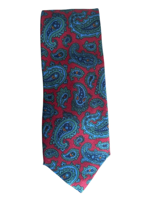 Robert Keyte Red & Blue Wool Blend Paisley Men's Ties Red & Blue