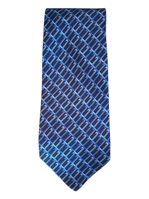 Gucci AS IS Blue Silk All Over Print Men's Ties Blue
