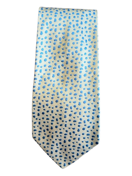 Charvet Beige & Blue Print Silk Dots Men's Ties Beige & Blue Print