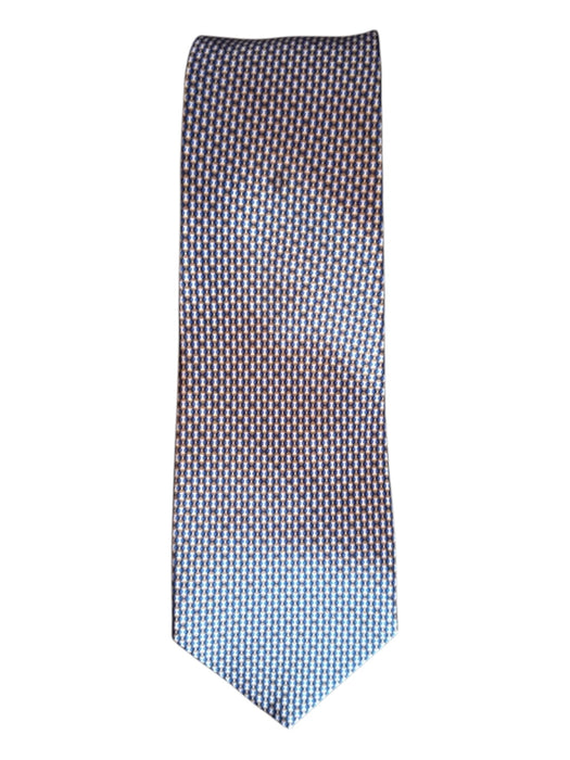 Canali Blue & Brown Silk All Over Print Men's Ties Blue & Brown