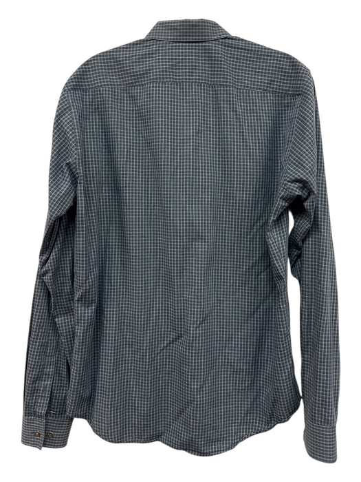 Theory Size S Navy & Green Cotton Blend Plaid Button Up Men's Long Sleeve Shirt Navy & Green / S