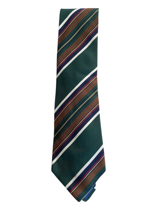 Drakes Green & Multi Silk Striped Men's Tie Green & Multi