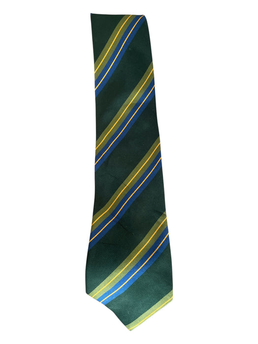 Drakes Green, Blue, Yellow Silk Striped Men's Tie Green, Blue, Yellow