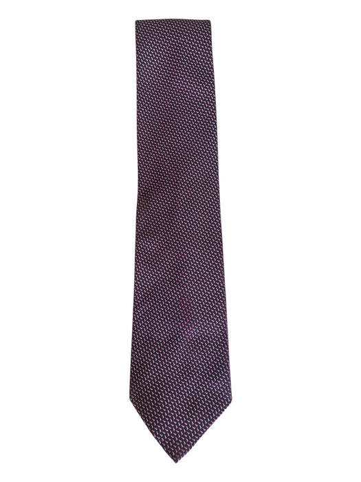 Charvet Purple, Black, White Silk Striped Men's Tie Purple, Black, White